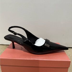 Black Patent Slingback Pointed Heels NIB